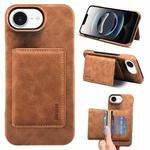 For iPhone 16e Denior D27 Retro Texture RFID MagSafe Photo Frame Card-slot Phone Case(Brown)