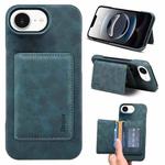 For iPhone 16e Denior D27 Retro Texture RFID MagSafe Photo Frame Card-slot Phone Case(Blue)