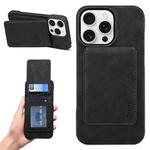 For iPhone 15 Pro Denior D28 Retro Texture RFID MagSafe Vertical Flip Card-slot Phone Case(Black)