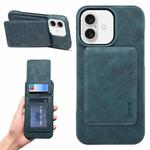 For iPhone 16 Denior D28 Retro Texture RFID MagSafe Vertical Flip Card-slot Phone Case(Blue)