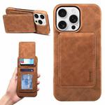 For iPhone 16 Pro Max Denior D28 Retro Texture RFID MagSafe Vertical Flip Card-slot Phone Case(Brown)