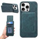 For iPhone 16 Pro Max Denior D28 Retro Texture RFID MagSafe Vertical Flip Card-slot Phone Case(Blue)