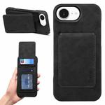 For iPhone 16e Denior D28 Retro Texture RFID MagSafe Vertical Flip Card-slot Phone Case(Black)