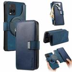 For vivo Y21s / Y32 / Y21 2021 CaseNeo MagSafe RFID Anti-theft Zipper Wallet Retro Leather Phone Case(Blue)
