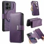 For vivo Y35 4G 2022 CaseNeo MagSafe RFID Anti-theft Zipper Wallet Retro Leather Phone Case(Purple)