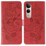 For vivo V50 Lite 5G Rose Butterfly Embossed Leather Phone Case(Red)