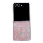 For Samsung Galaxy Z Flip7 Pearlescent Shell Texture Phone Case(Pink Green)