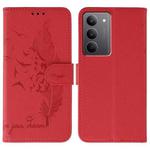 For Realme 14x Feather Pattern Litchi Texture Leather Phone Case(Red)