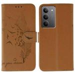 For Realme 14x Feather Pattern Litchi Texture Leather Phone Case(Brown)