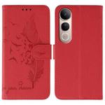 For vivo V50 Lite 5G Feather Pattern Litchi Texture Leather Phone Case(Red)