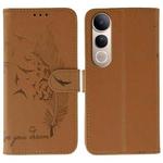 For vivo V50 Lite 5G Feather Pattern Litchi Texture Leather Phone Case(Brown)