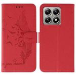 For Xiaomi 14T Feather Pattern Litchi Texture Leather Phone Case(Red)
