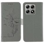 For Xiaomi 14T Feather Pattern Litchi Texture Leather Phone Case(Gray)