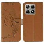 For Xiaomi 14T Feather Pattern Litchi Texture Leather Phone Case(Brown)