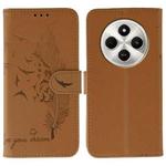 For Xiaomi Poco C75 4G Feather Pattern Litchi Texture Leather Phone Case(Brown)
