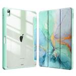 For iPad Pro 12.9 2022 / 2021 / 2020 Marble Pattern Crystal Acrylic Smart Tablet Leather Case with Pen Slot(Green)