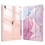 For iPad Pro 11 2022 / 2021 / 2020 Marble Pattern Crystal Acrylic Smart Tablet Leather Case with Pen Slot(Pink)