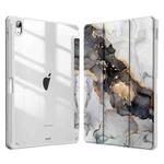 For iPad Pro 11 2022 / 2021 / 2020 Marble Pattern Crystal Acrylic Smart Tablet Leather Case with Pen Slot(Grey)