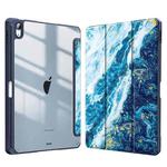 For iPad Pro 11 2022 / 2021 / 2020 Marble Pattern Crystal Acrylic Smart Tablet Leather Case with Pen Slot(Sea Waves)