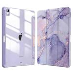 For iPad Pro 11 2022 / 2021 / 2020 Marble Pattern Crystal Acrylic Smart Tablet Leather Case with Pen Slot(Purple)