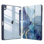 For iPad Pro 11 2022 / 2021 / 2020 Marble Pattern Crystal Acrylic Smart Tablet Leather Case with Pen Slot(Blue)