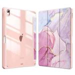 For iPad 9.7 2017 / 2018 / Air 2 / Air Marble Pattern Crystal Acrylic Smart Tablet Leather Case with Pen Slot(Pink)