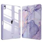 For iPad 9.7 2017 / 2018 / Air 2 / Air Marble Pattern Crystal Acrylic Smart Tablet Leather Case with Pen Slot(Purple)