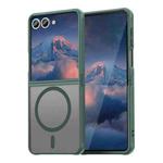 For Samsung Galaxy Z Flip7 5G Fan Dun Series TPU Hybrid PC Frosted Magsafe Phone Case(Green)