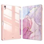 For Huawei MatePad 10.4 2022 / 2020 Marble Pattern Crystal Acrylic Smart Tablet Leather Case with Pen Slot(Pink)