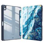 For Huawei MatePad 10.4 2022 / 2020 Marble Pattern Crystal Acrylic Smart Tablet Leather Case with Pen Slot(Sea Waves)