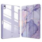 For Huawei MatePad 10.4 2022 / 2020 Marble Pattern Crystal Acrylic Smart Tablet Leather Case with Pen Slot(Purple)