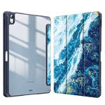 For Huawei MatePad Pro 11 2022 Marble Pattern Crystal Acrylic Smart Tablet Leather Case with Pen Slot(Sea Waves)