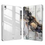 For Samsung Galaxy Tab A7 Lite Marble Pattern Crystal Acrylic Smart Tablet Leather Case with Pen Slot(Grey)