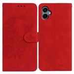 For Samsung Galaxy A07 5G Moonlit Butterfly Dance Pattern Embossed Leather Phone Case(Red)