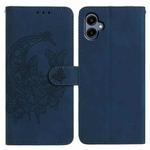 For Samsung Galaxy A07 5G Moonlit Butterfly Dance Pattern Embossed Leather Phone Case(Navy Blue)