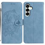 For Samsung Galaxy A17 5G Moonlit Butterfly Dance Pattern Embossed Leather Phone Case(Blue)