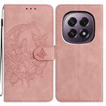 For OPPO A5 5G Global Moonlit Butterfly Dance Pattern Embossed Leather Phone Case(Pink)