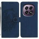 For OPPO A5 5G Global Moonlit Butterfly Dance Pattern Embossed Leather Phone Case(Navy Blue)