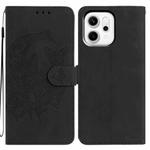 For OPPO Reno14 5G Global Moonlit Butterfly Dance Pattern Embossed Leather Phone Case(Black)