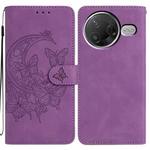For Xiaomi Poco F7 Pro Moonlit Butterfly Dance Pattern Embossed Leather Phone Case(Purple)