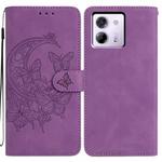 For Xiaomi Poco M7 Pro 5G Moonlit Butterfly Dance Pattern Embossed Leather Phone Case(Purple)