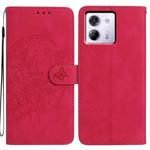 For Xiaomi Poco M7 Pro 5G Moonlit Butterfly Dance Pattern Embossed Leather Phone Case(Rose Red)