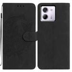 For Xiaomi Poco M7 Pro 5G Moonlit Butterfly Dance Pattern Embossed Leather Phone Case(Black)