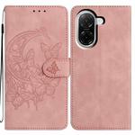 For Xiaomi Poco C71 Global Moonlit Butterfly Dance Pattern Embossed Leather Phone Case(Pink)