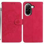 For Xiaomi Poco C71 Global Moonlit Butterfly Dance Pattern Embossed Leather Phone Case(Rose Red)