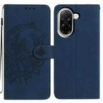 For Xiaomi Poco C71 Global Moonlit Butterfly Dance Pattern Embossed Leather Phone Case(Navy Blue)