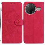 For Redmi K80 / K80 Pro Moonlit Butterfly Dance Pattern Embossed Leather Phone Case(Rose Red)