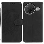 For Redmi K80 / K80 Pro Moonlit Butterfly Dance Pattern Embossed Leather Phone Case(Black)