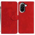 For Redmi A5 4G 171.7mm Moonlit Butterfly Dance Pattern Embossed Leather Phone Case(Red)