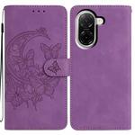 For Redmi A5 4G EU 173.3mm Moonlit Butterfly Dance Pattern Embossed Leather Phone Case(Purple)